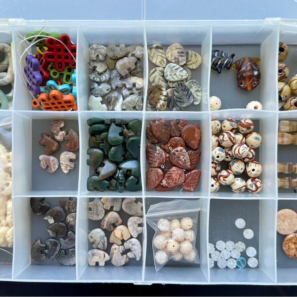 Genuine Gemstone Bead Collection with Storage organizer